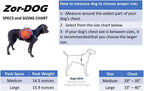 Zor-DOG dog hiking pack showing side pockets and reflective trim straps