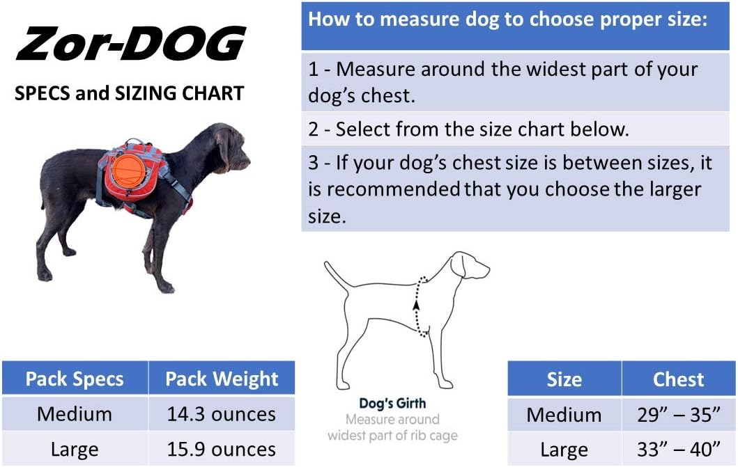Zor-DOG dog hiking pack showing side pockets and reflective trim straps