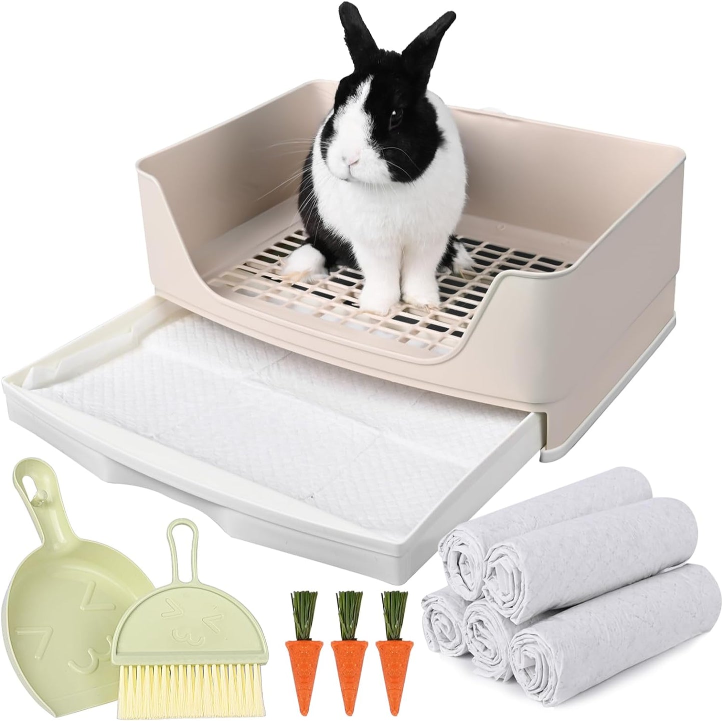 Yuoaes large rabbit litter box front view with drawer