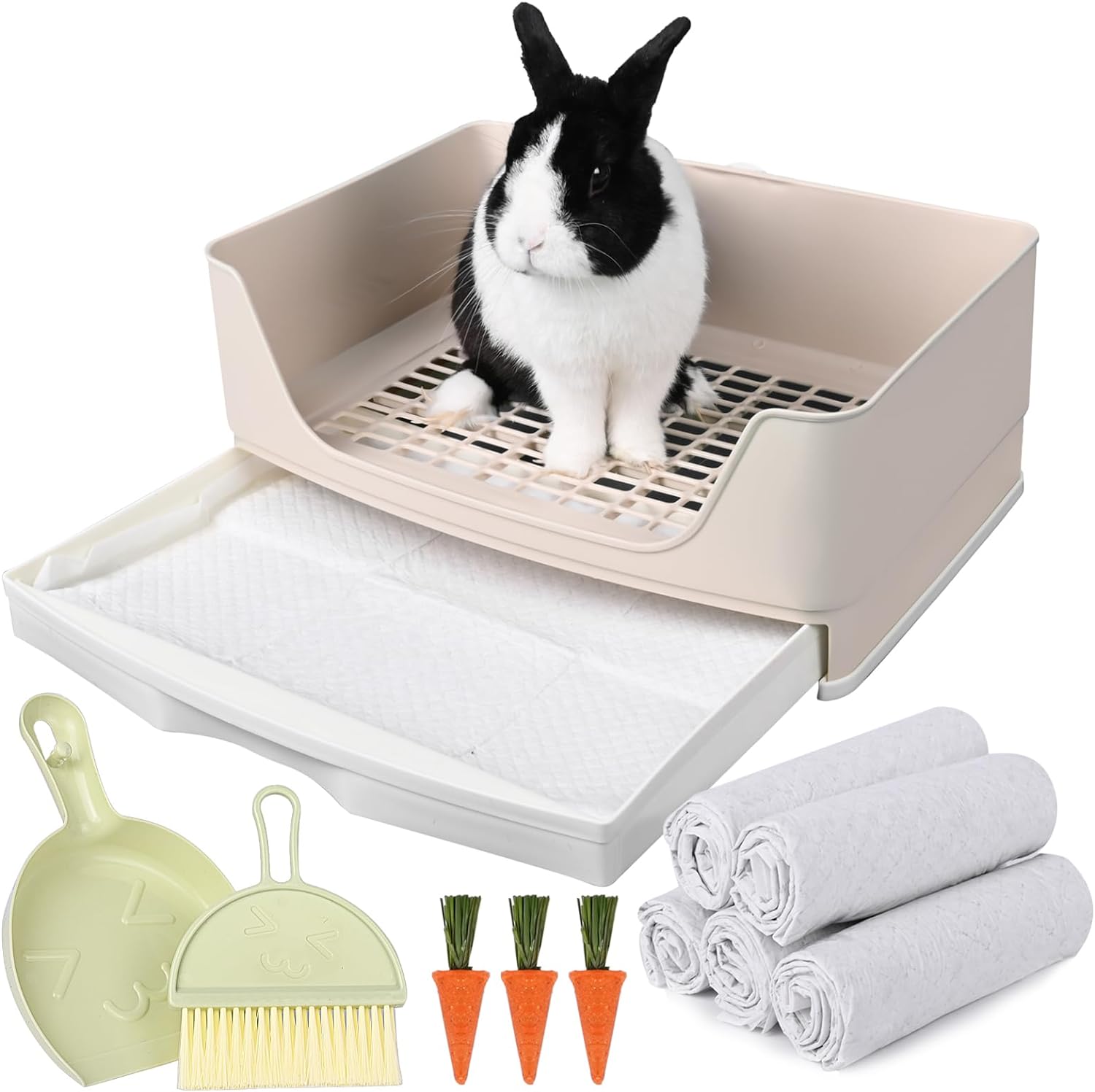 Yuoaes large rabbit litter box front view with drawer