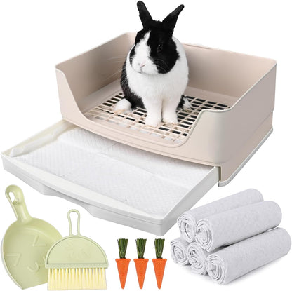Yuoaes large rabbit litter box front view with drawer