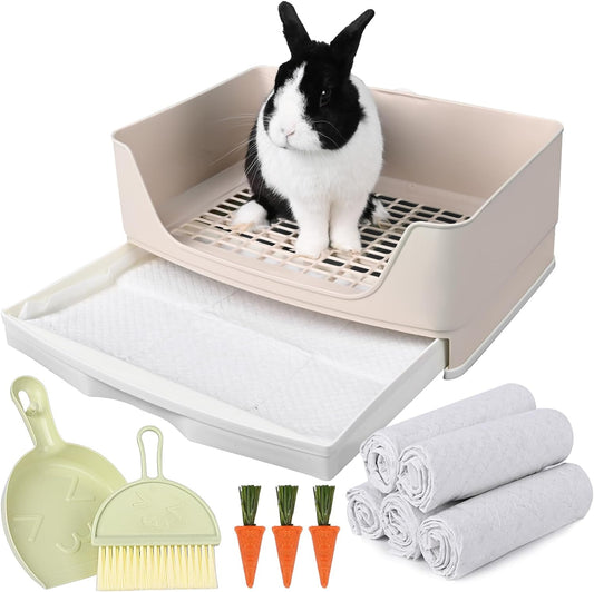 Yuoaes large rabbit litter box front view with drawer