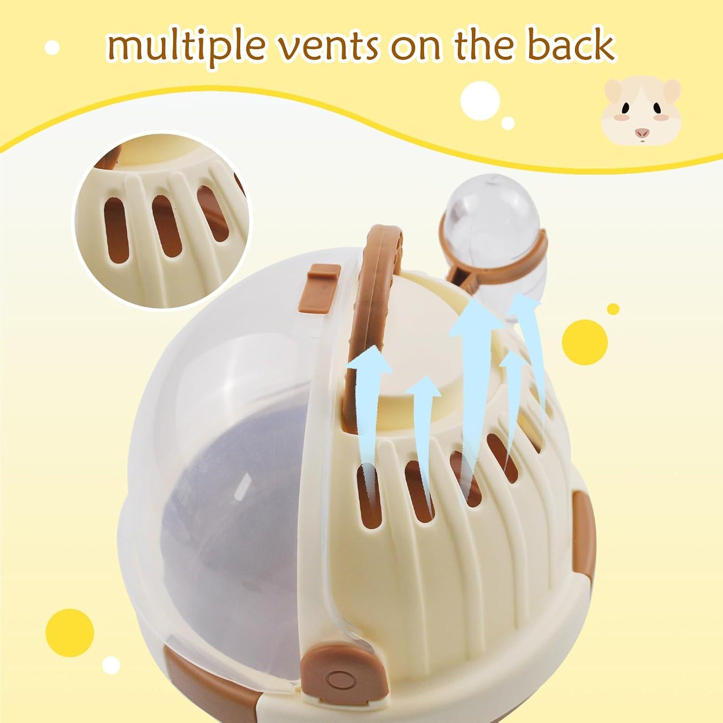 Hamster Carrier Cage PortableCages Small Animals Carry Travel Case with Water Bottle Plastic BreathableGuinea Pig Outgoing Cage for Dwarf Hamster Ferret Chinchillas Hedgehog (Brown) - Image 4