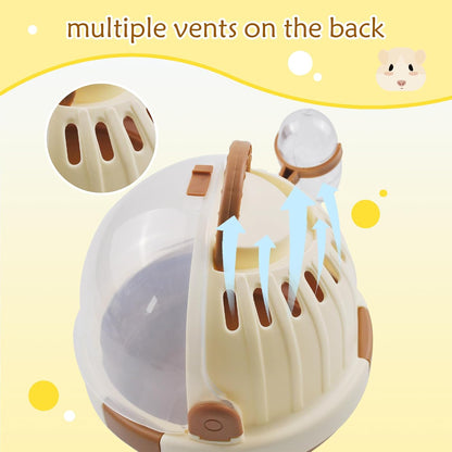 Hamster Carrier Cage PortableCages Small Animals Carry Travel Case with Water Bottle Plastic BreathableGuinea Pig Outgoing Cage for Dwarf Hamster Ferret Chinchillas Hedgehog (Brown) - Image 4