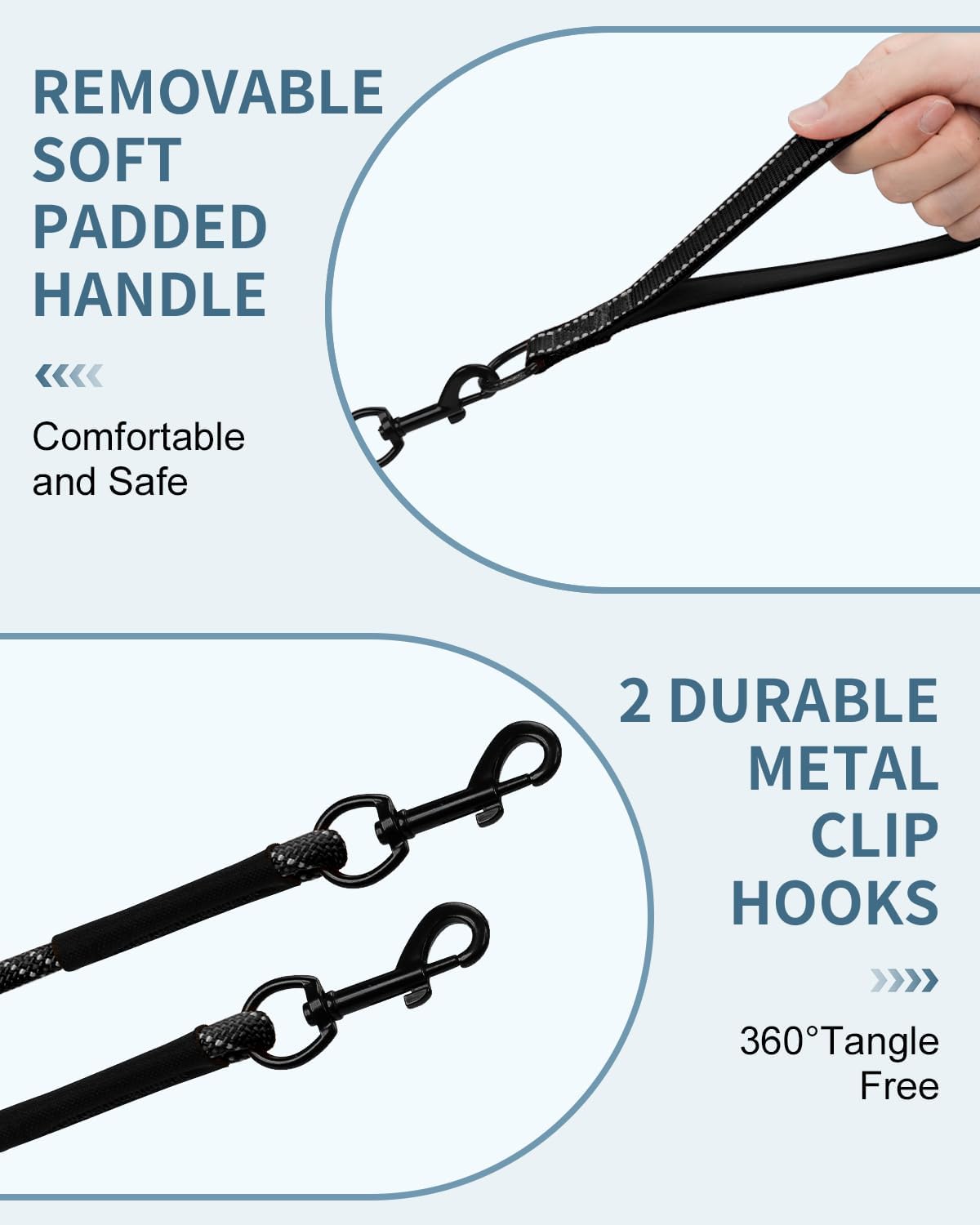 Taglory heavy duty tie out rope with removable padded handle