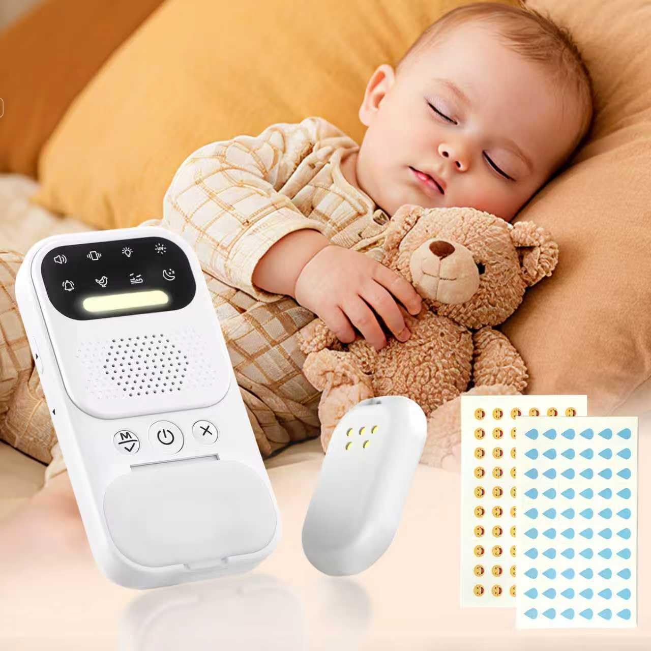 BeeChip Wireless Bedwetting Alarm front view showing the digital display and sensor.