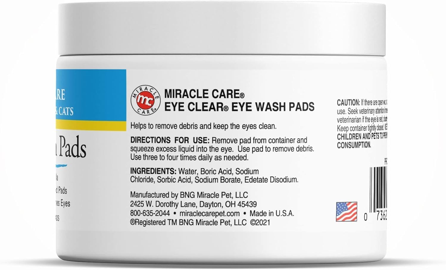 Miracle Care eye wash wipes for removing dog eye discharge