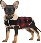 Preferhouse dog winter coat red plaid front view
