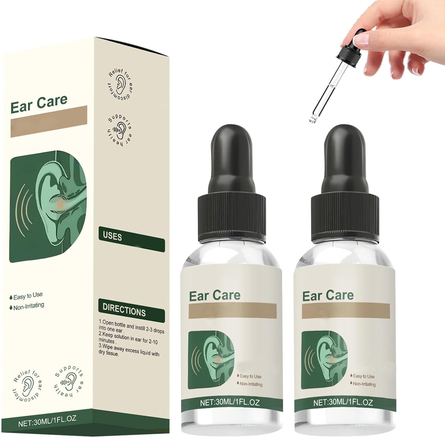 EOIRULA Ear Care Drops 2 pack front view for tinnitus relief.
