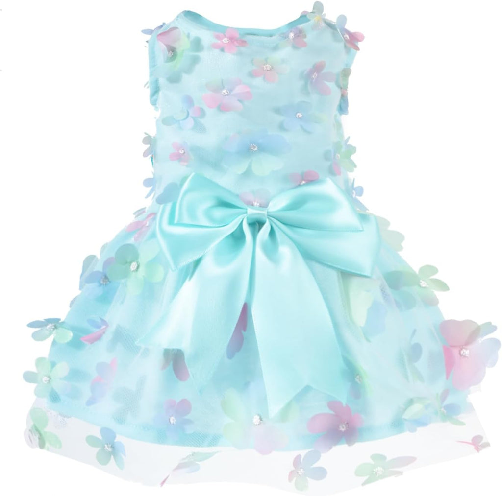 Laifug Dog Dress Puppy Print Princess Dog Dress Cute Party Wear (Pink, M) - Image 14
