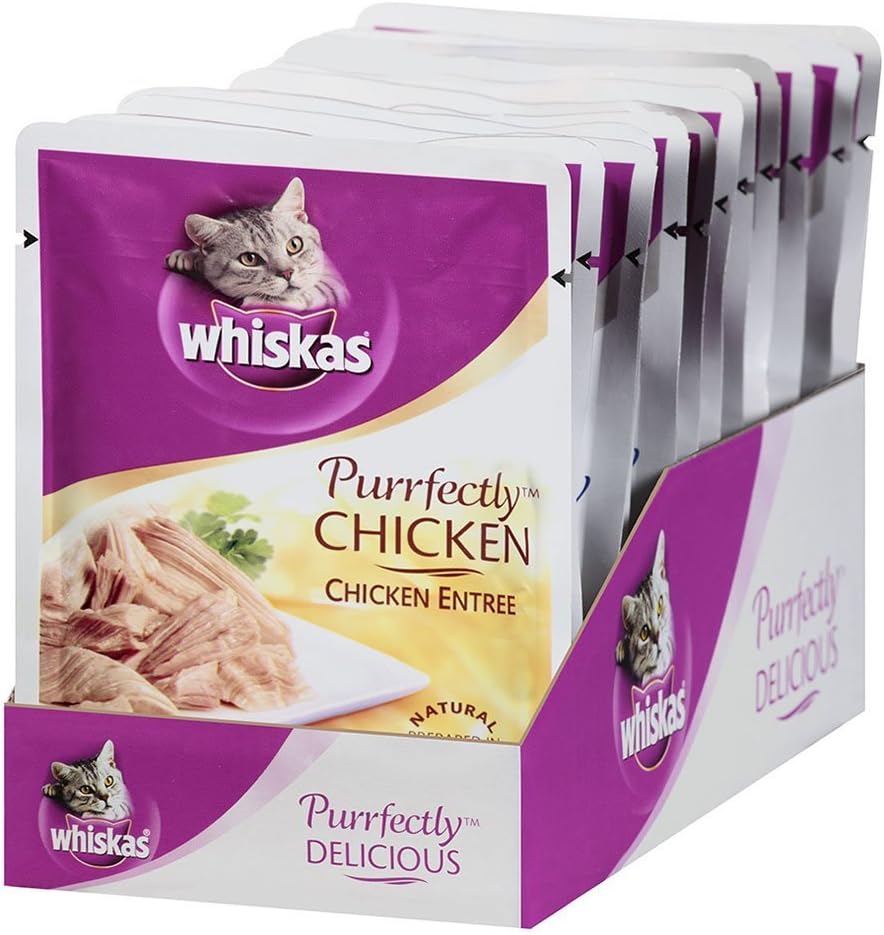 Whiskas Purrfectly chicken entree cat food texture in natural juices