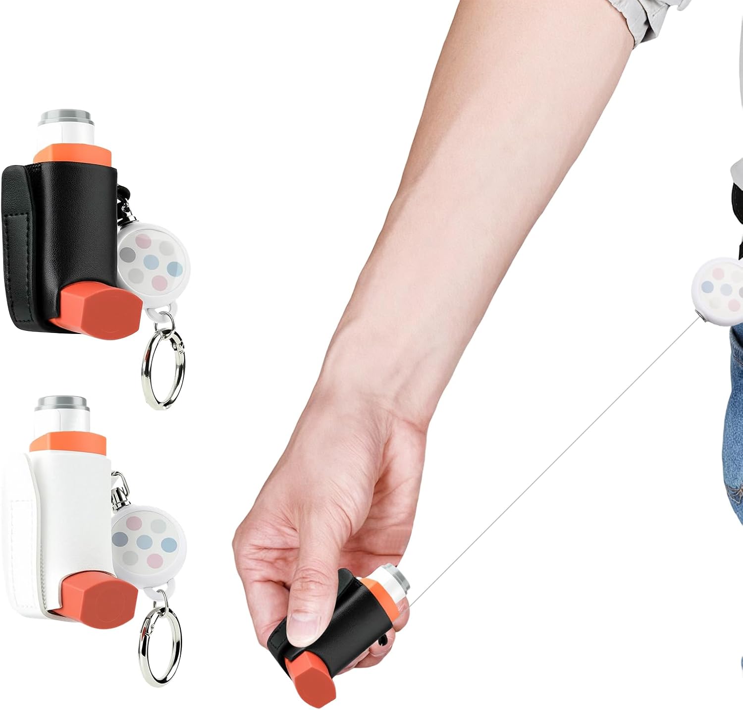 Beautyflier asthma inhaler holder keychain front view pack of two