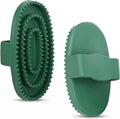 Ftwtailwise horse brush set front view green rubber curry comb for pet grooming.