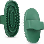 Ftwtailwise horse brush set front view green rubber curry comb for pet grooming.