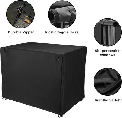 Anxiety reducing 100 percent blackout crate cover fitted on a large wire cage