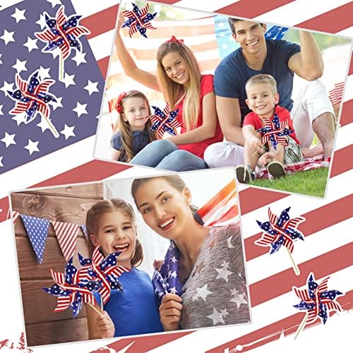 Patriotic memorial day yard decorations in a lawn