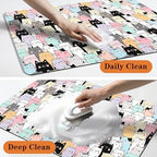 Ddpodnqak Pet Feeding Mat ColorfulCat pattern display