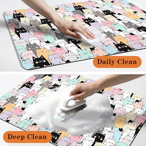 Ddpodnqak Pet Feeding Mat ColorfulCat pattern display