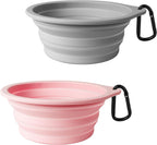 PetBonus 2-Pack Silicone Collapsible Dog Bowls, BPA Free Dishwasher Safe, Portable Foldable Expandable Travel Bowl, Food Water Feeding Cup Dish for Dogs Cats with 2 Carabiners (Turquoise, Tan) - Image 13