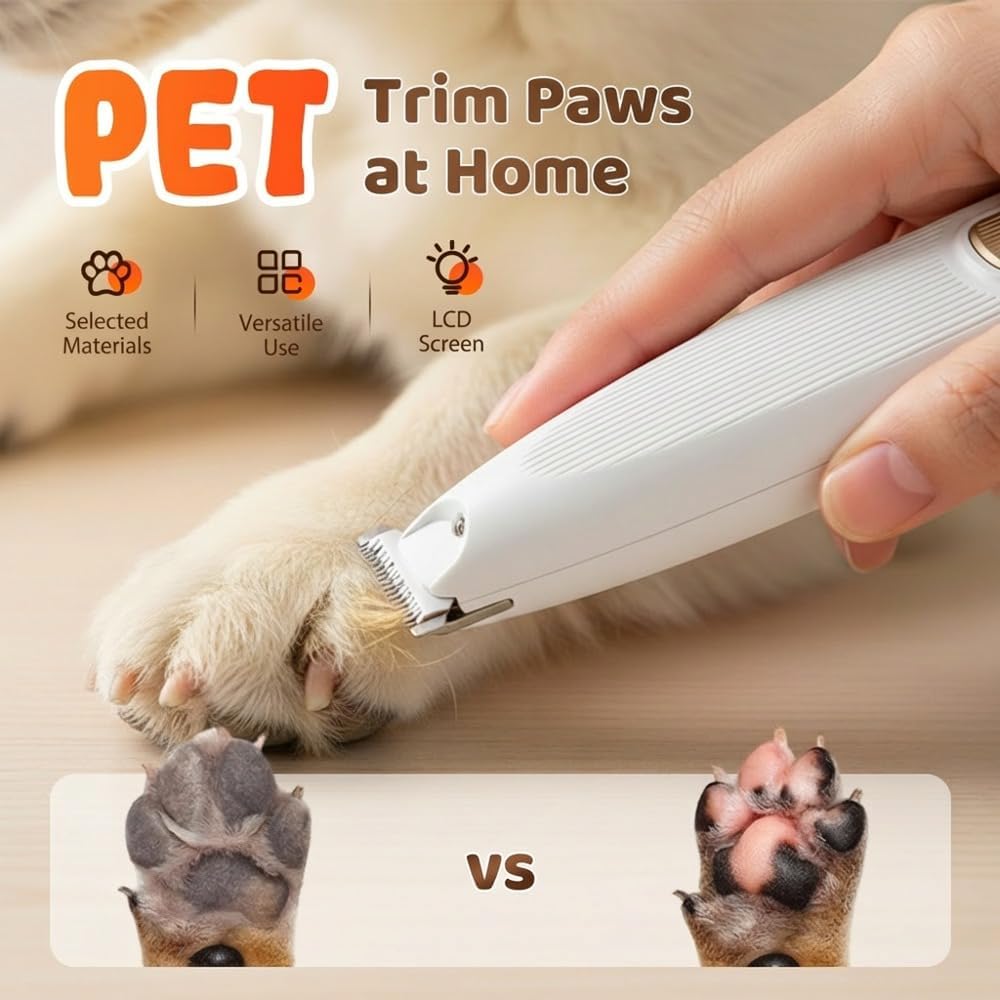 Quiet pet clipper blade close up demonstrating safety rounded edges for paws.