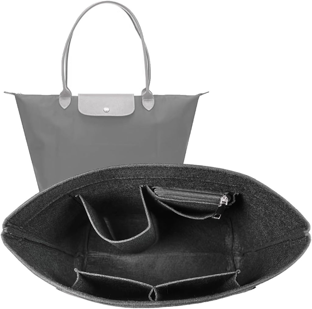 Lckaey Purse Organizer Insert for Longchamp, Premium Felt Long Champ Le Pliage Handbag Organizer Large beige - Image 11