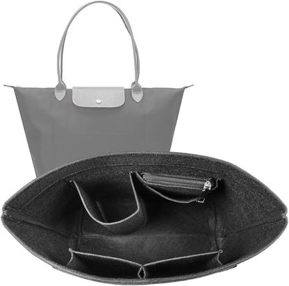 Lckaey Purse Organizer Insert for Longchamp, Premium Felt Long Champ Le Pliage Handbag Organizer Large beige - Image 11