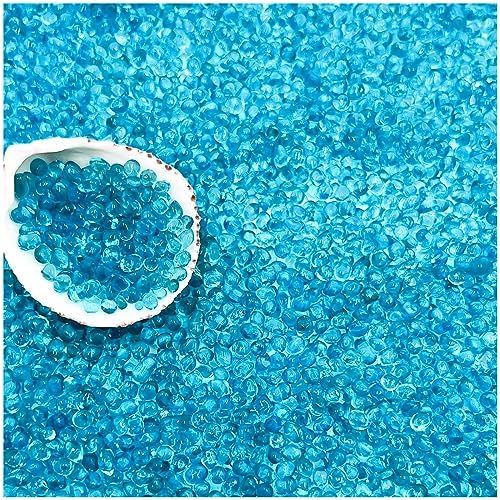 BXI polished smooth blue glass stones close up texture
