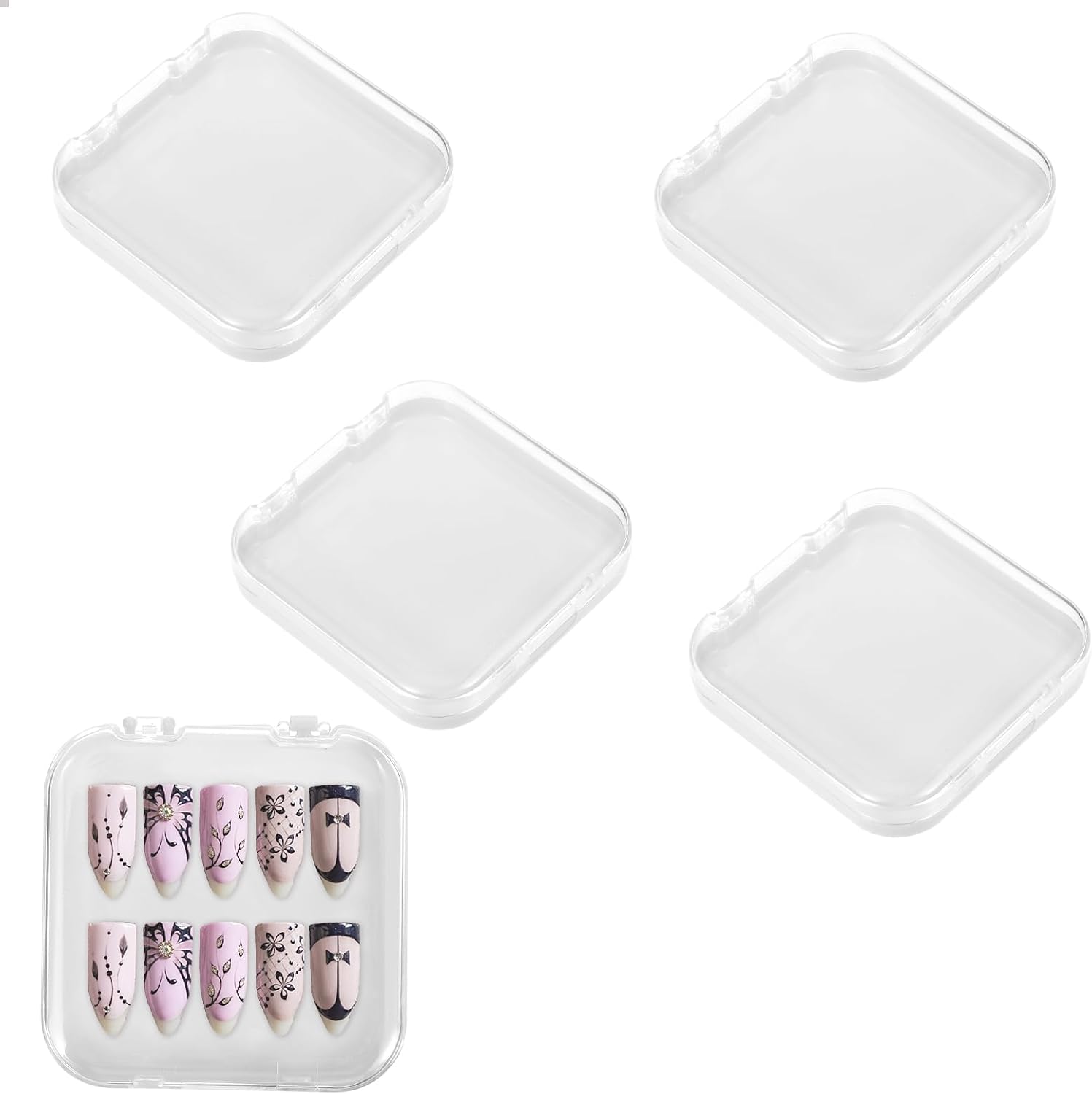 Jjunw 4 pieces acrylic nail art display box set front view