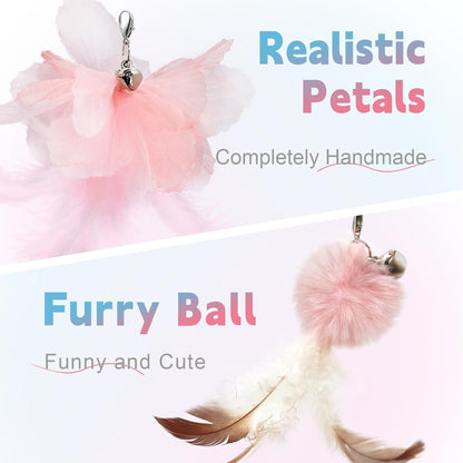 SONGWAY extendable cat stick highlighting the soft pink EVA foam ergonomic handle grip.