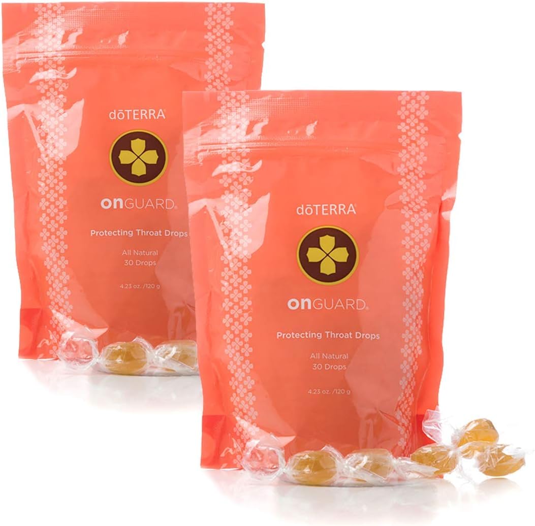 doTERRA On Guard Protecting Throat Drops 2 pack front view immune support lozenges