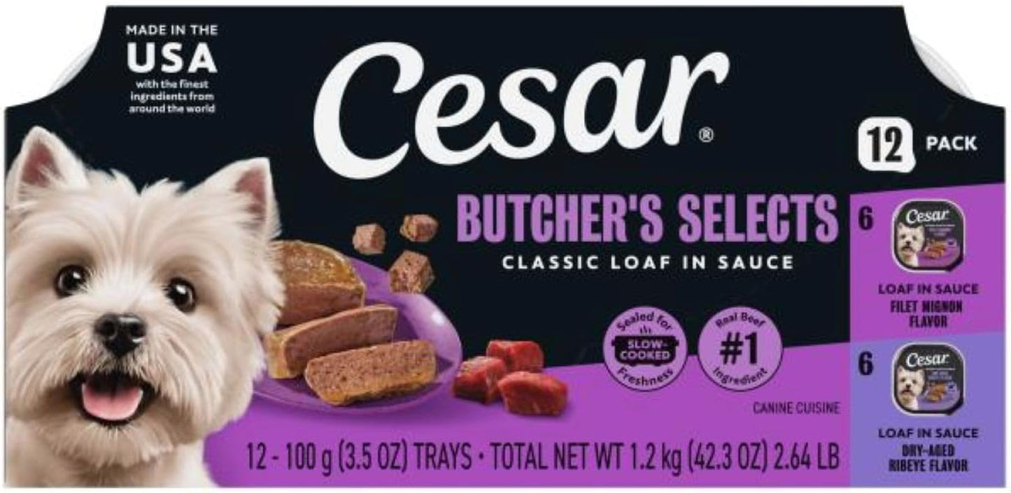 Cesar Wet Dog Food Classic Loaf in Sauce Grilled Chicken, Filet Mignon, Porterhouse Steak, Beef, Chicken & Liver and Turkey Variety Pack 3.5 oz. Easy Peel Trays (36 Count, Pack of 1) - Image 11