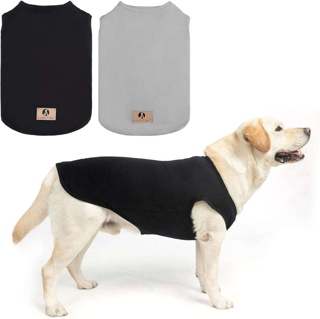 Kooltail cotton dog shirt vest front view black and grey