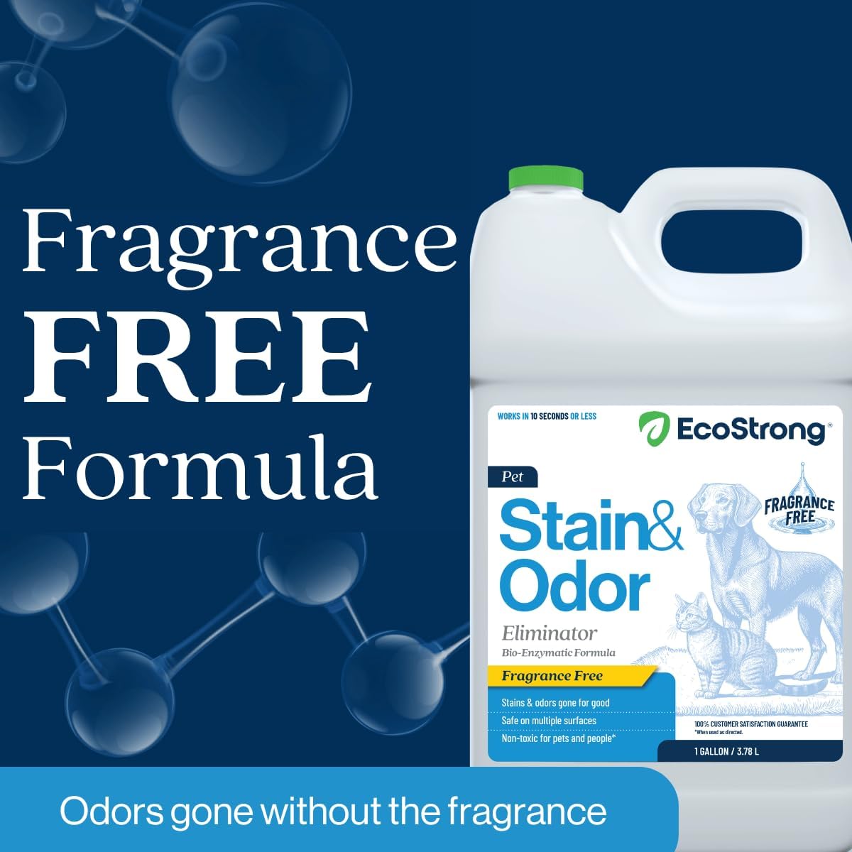 Eco Strong Pet Stain and Odor Remover - Cat Urine Enzyme Cleaner, Urine Destroyer for Dogs, Pet Urine Enzyme Cleaner [All New Fragrance Free] - 128oz - Image 4