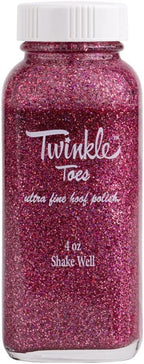 Close up of the ultra fine glitter texture inside the royal blue hoof polish jar.