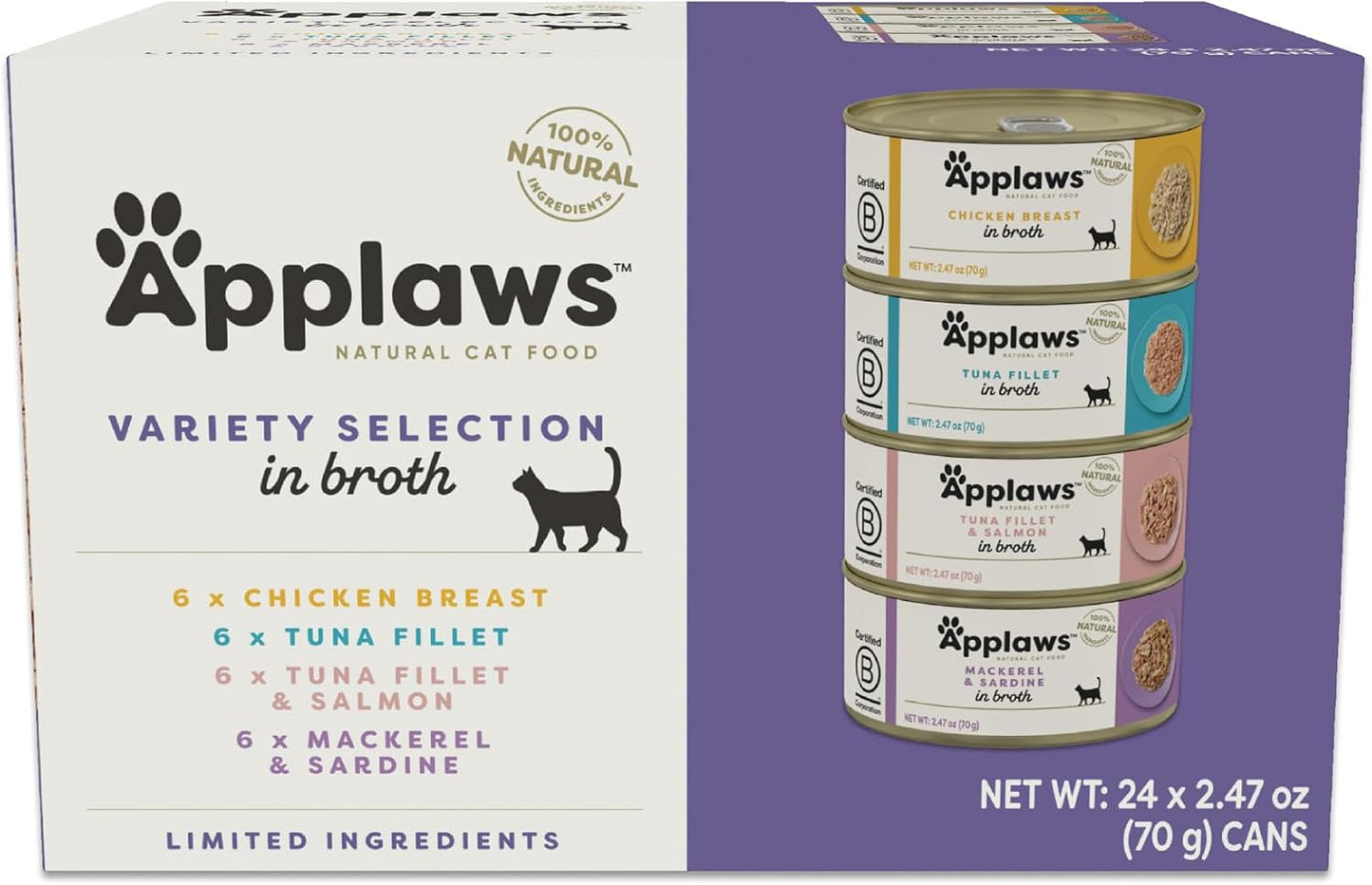Applaws Fish Variety Pack Wet Cat Food in Broth 12-Pack, High Protein, Limited Ingredient, Grain Free, Canned Cat Food, No Fillers, No Artificial Additives (12 x 2.47 oz Cans) - Image 12