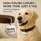 Dr. Fremont's large bone identification tag displayed with collar mounting hardware