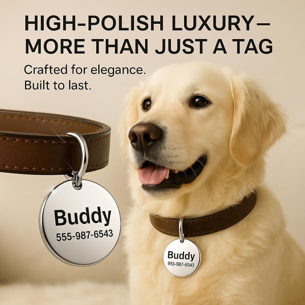 Dr. Fremont's large bone identification tag displayed with collar mounting hardware