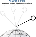 Waterproof PVC small dog umbrella with adjustable shaft angle and ergonomic C shape handle.