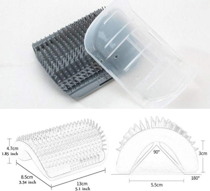 Close up view of the inner catnip compartment inside the wall corner massage comb.