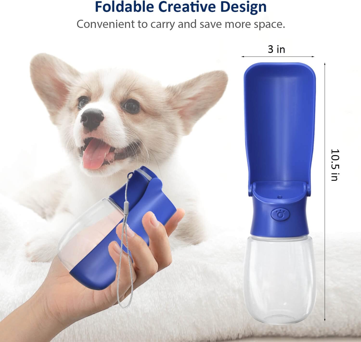 Leak proof dog travel feeder showing one key lock button mechanism