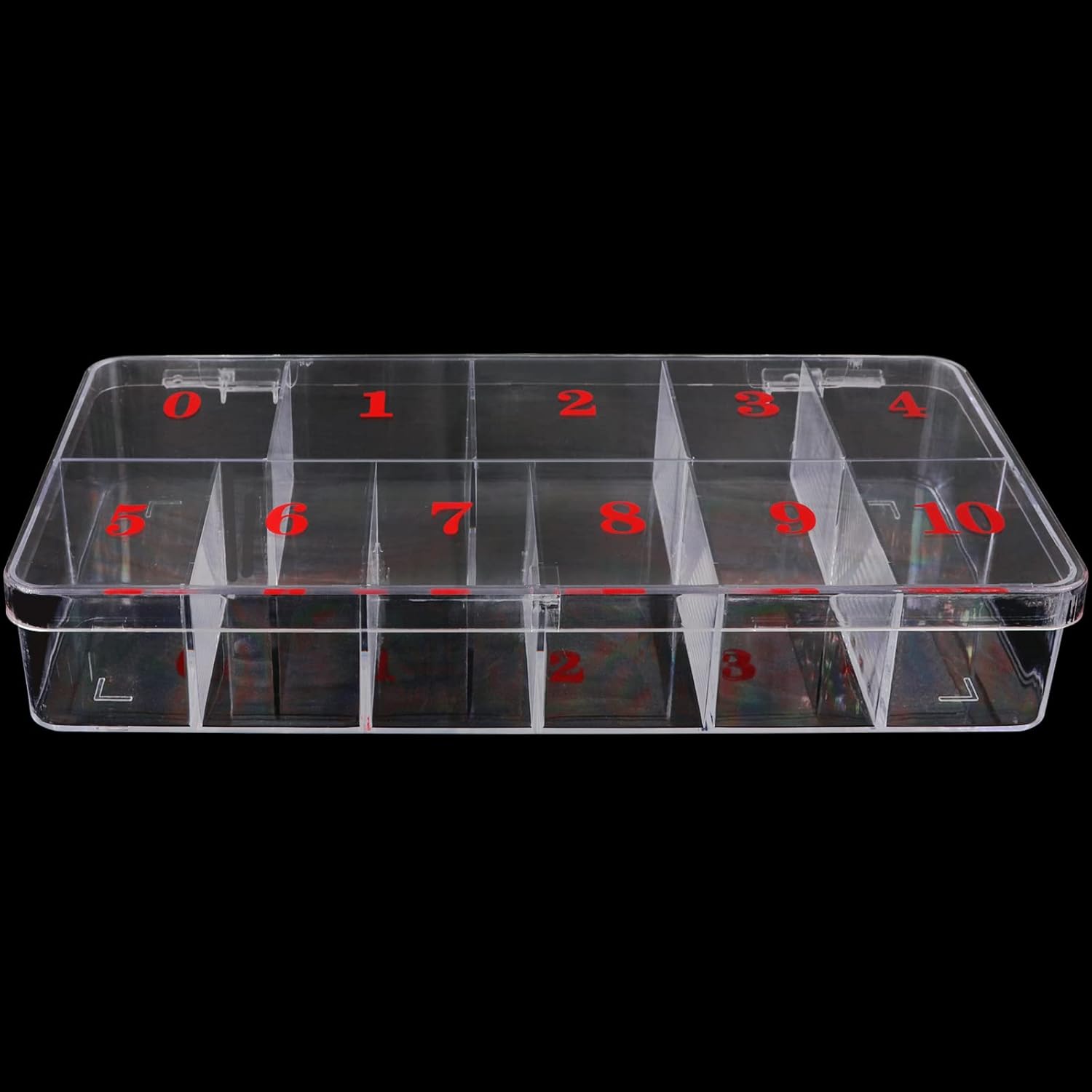 Beauticom 11 space clear nail art tip organizer front view