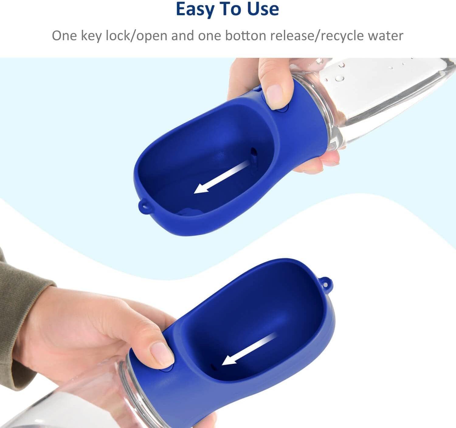 WePet portable dog water bottle showing leak-proof silicone seal