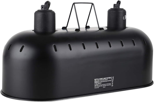Dxophiex 15 inch dual reptile light fixture front view over terrarium tank
