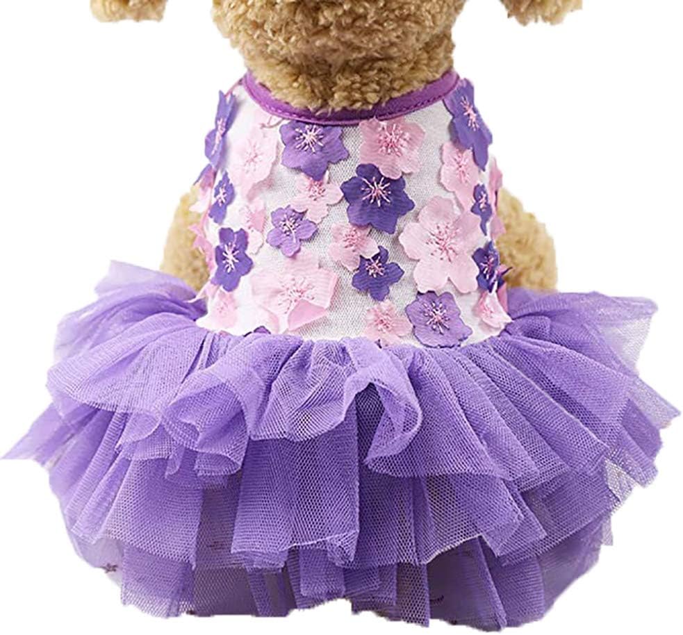 Pet's Cute Halter Bowknot Tutu Dress for Small Dogs Girl Cute Dresses for Tiny Puppy Female Clothes Blue XS - Image 13