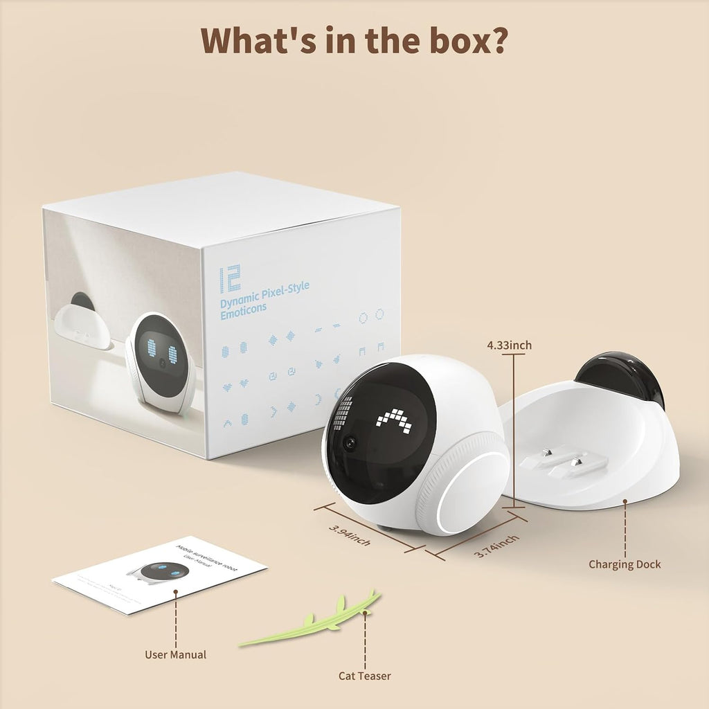 1080P Moving Pet Robot Camera, Smart Home Security Robot with Auto Tracking, Night Vision, 2-Way Audio, Auto-Recharge, Motion Alerts, App Control for Pet, Baby & Elderly Care - Image 10