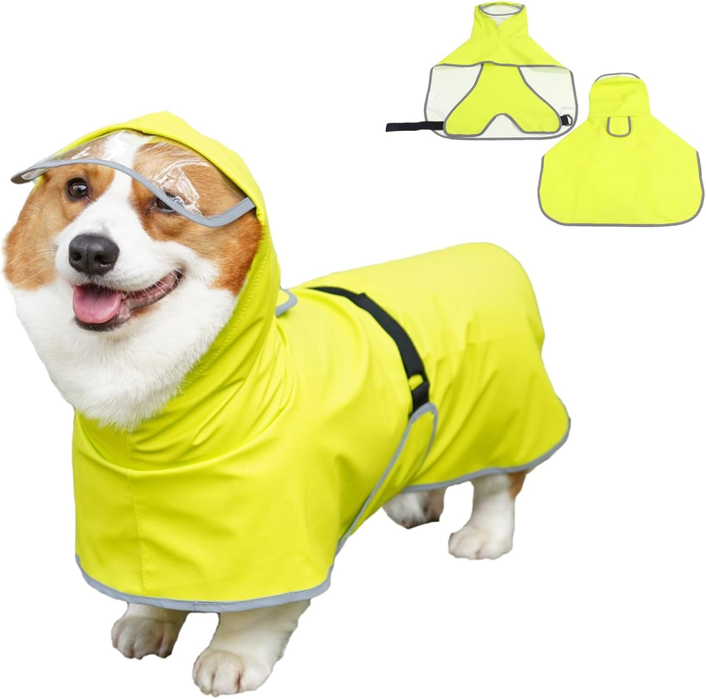 Dog Poncho Hooded Raincoat for Puppies & Small to Large Dogs, Reflective Strips for Night Safety, Lightweight & Adjustable Fit (Medium, Yellow) - Image 10