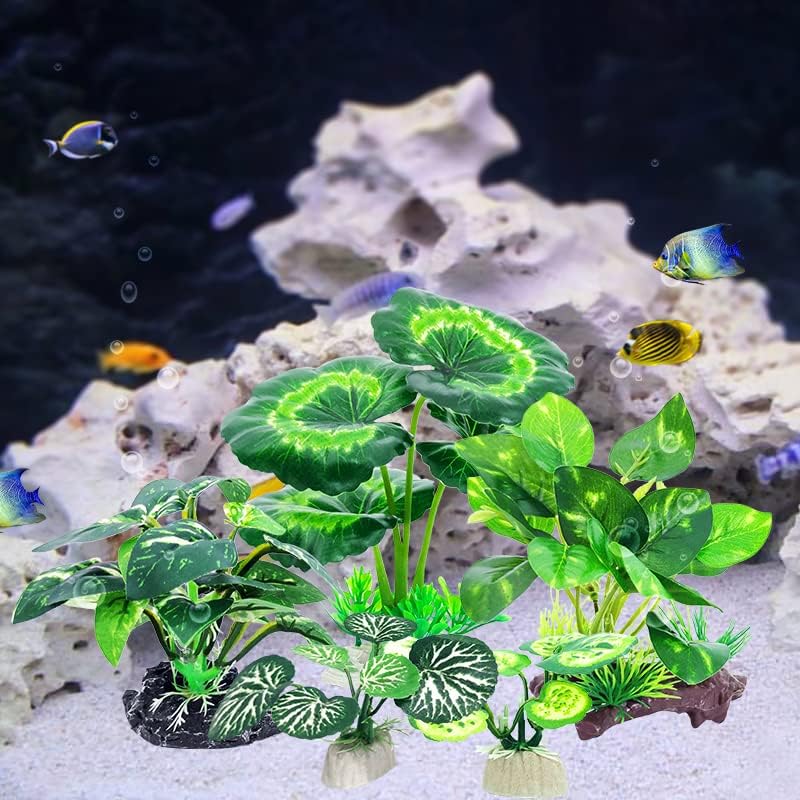 Five different styles of Vtapliea tall artificial water grass side by side
