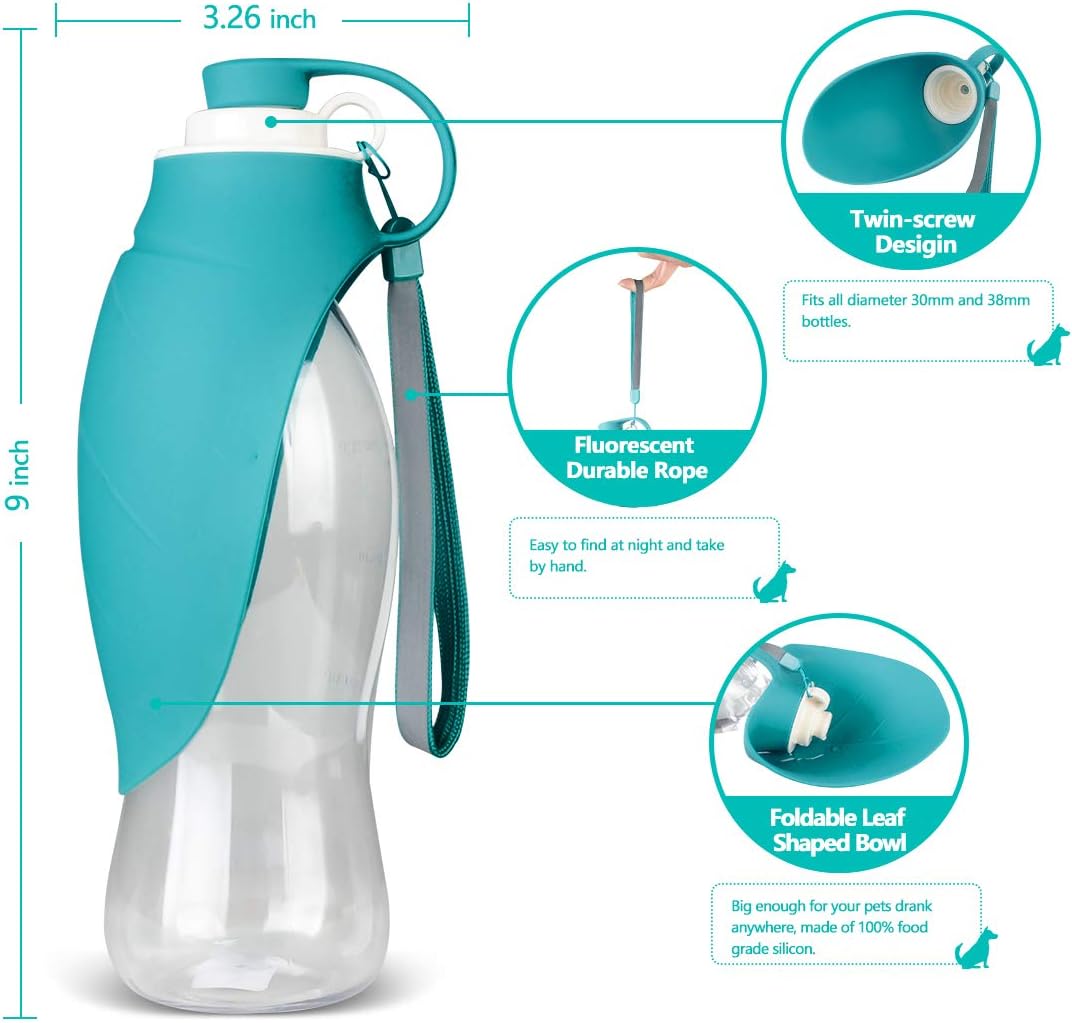 Squeezing the Tiovery twenty Ounce dog water bottle to dispense clean water.