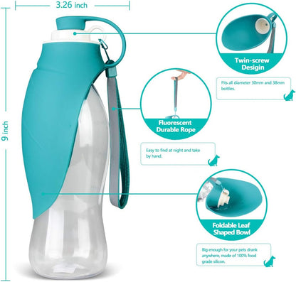 Squeezing the Tiovery twenty Ounce dog water bottle to dispense clean water.