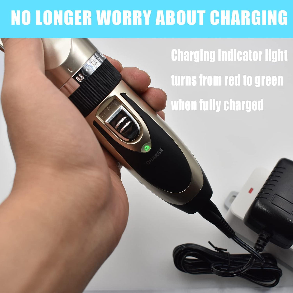 BOEEA grooming tool power cord emphasizing the protective strain relief boot.